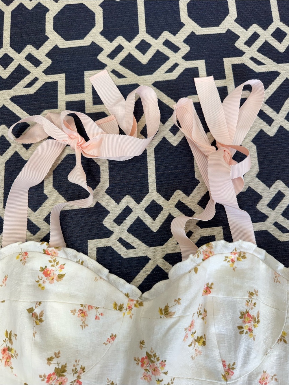 NWOT Reformation Vale Ribbon Floral Linen Ruffle Midi Dress Sz 12 Mildred Print - Picture 4 of 13